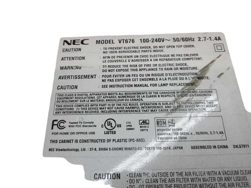 NEC VT676 Projector Tested working &