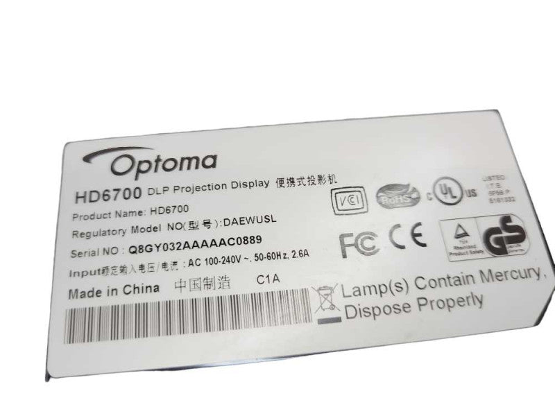 Optoma HD6700 Projector &