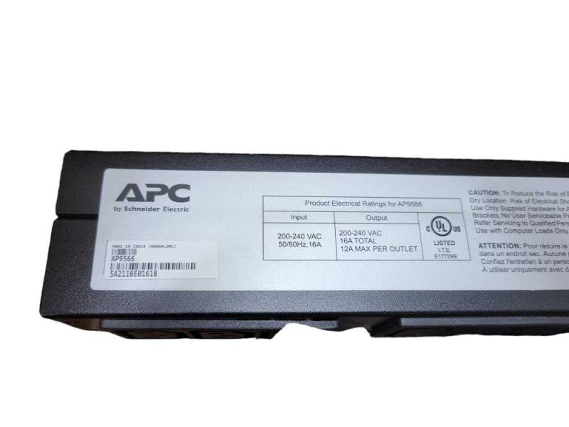 APC AP9566 Rack Mountable PDU - 1U 1Phase 208V - 250V 16Amp 12 Outlet _