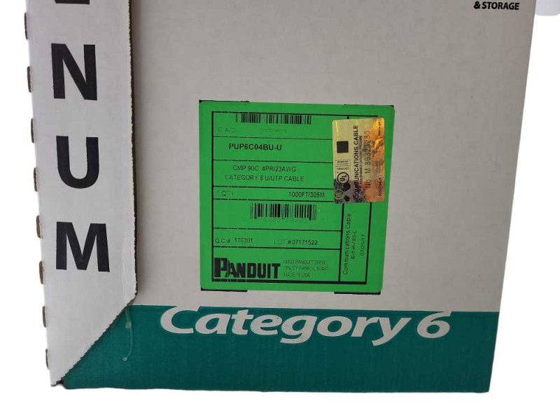 Panduit CAT6 6U/UTP Cable 1000FT - PUP6C04BU-U Brand New $
