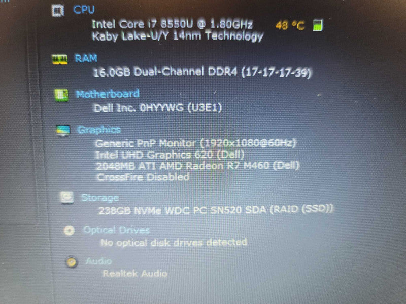 Dell Latitude 3590 i7- 8550U, 2GB ATI AMD Radeon R7 M460, 256GB m.2