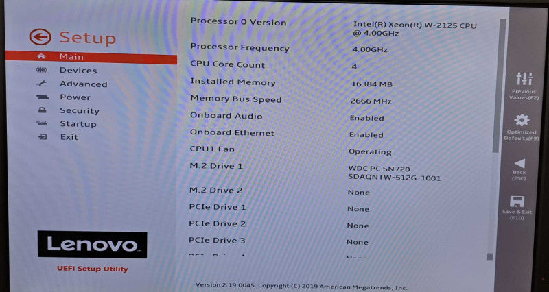 Lenovo ThinkStation P520 Xeon W-2125 @ 4.00GHz 16GB DDR4 512GB M.2 NO GPU )