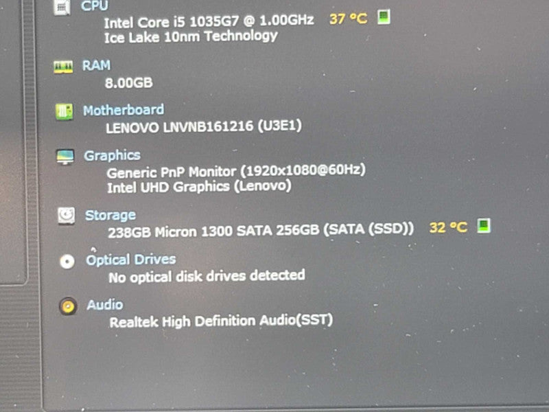 Lenovo ThinkBook 14-IIL, i5-1035G7@ 1.00GHz, 8GB DDR4, 256GB m.2