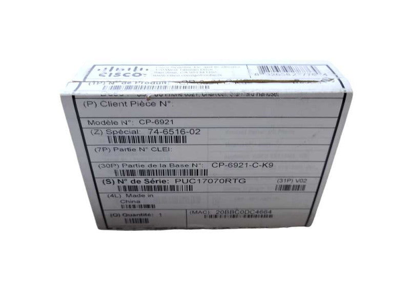 Cisco UC Phone Model CP-6921 Charcoal Gray CP-6921-C-K9 - Open Box Q$