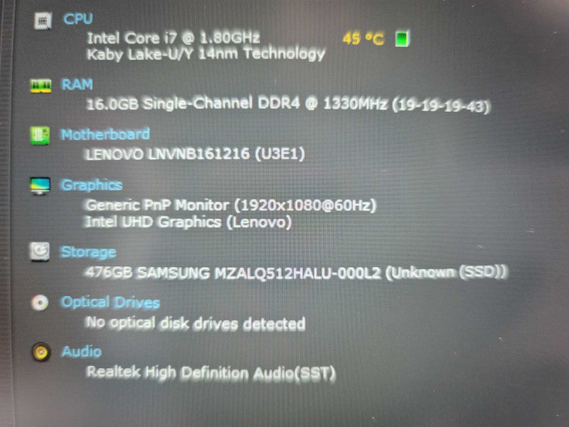 Lenovo ThinkBook 13s-IML i7-10510U@ 1.80GHz, 16GB DDR4, 512GB m.2
