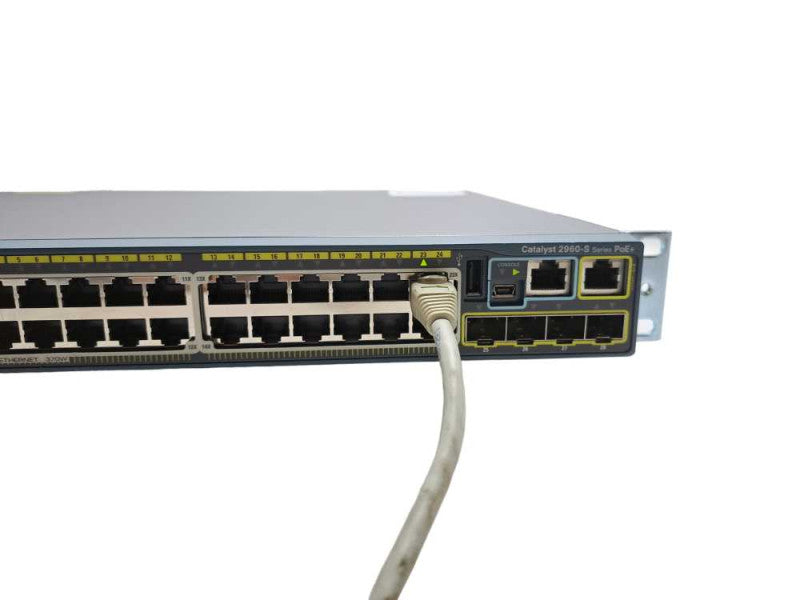 Cisco WS-C2960S-24PS-L 24 Port Gigabit 370W PoE+ Network Switch + Stack Q)