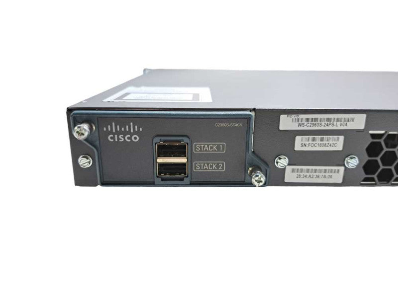 Cisco WS-C2960S-24PS-L 24 Port Gigabit 370W PoE+ Network Switch + Stack Q)