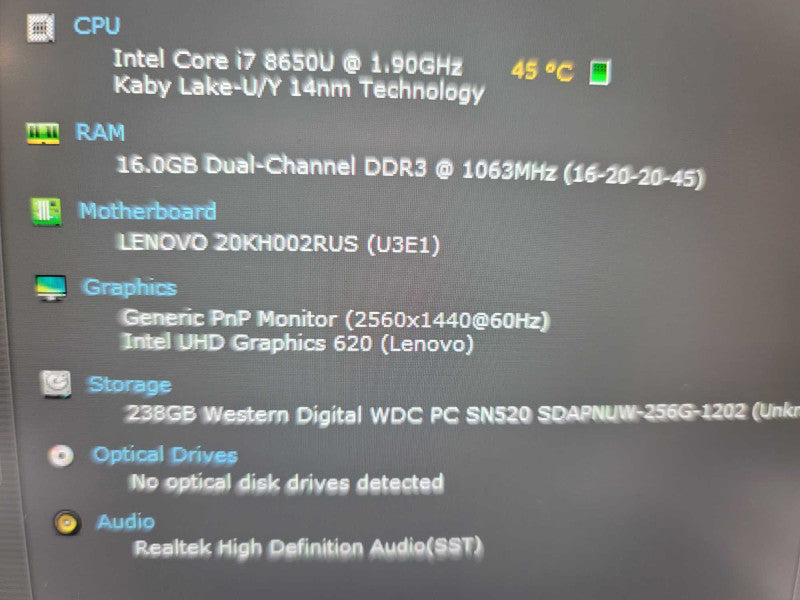 Lenovo ThinkPad X1 Carbon i7-8650U@ 1.90GHz, 16GB DDR4, 256GB m.2