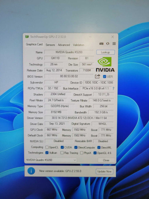 NVIDIA Quadro K5200 8GB GDDR5 GPU Workstation Graphics Card - DisplayPort, DV !