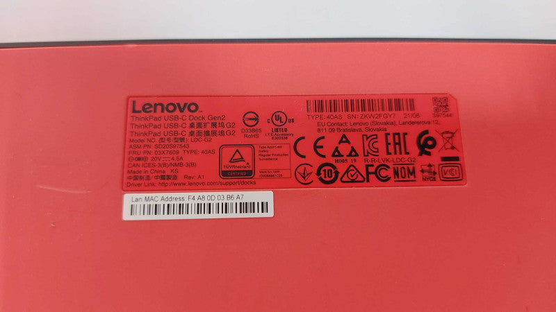 Lenovo ThinkPad USB-C Docking Station Gen2 LDC-G2 Q#