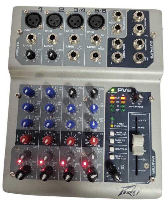 Peavey PV6 Mixing Console Compact Audio DJ Mixer, READ _