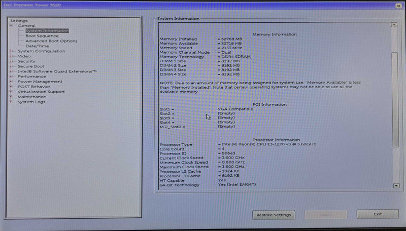 Dell Precision T3620 Xeon E3-1270 v5 @ 3.60GHz 32GB DDR4 NO HDD\\'s/GPU )