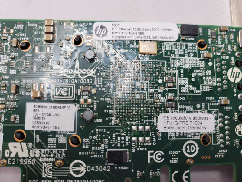 HP 530T 10Gb 2-Port Ethernet network adapter w/ LP and FH profile brackets _