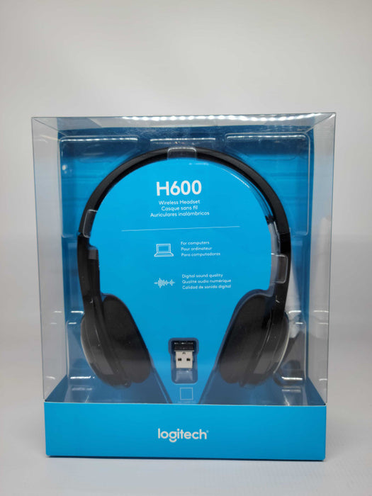 Logitech H600 Wireless Headset, Over-the-Head, Black (981-000341) Q