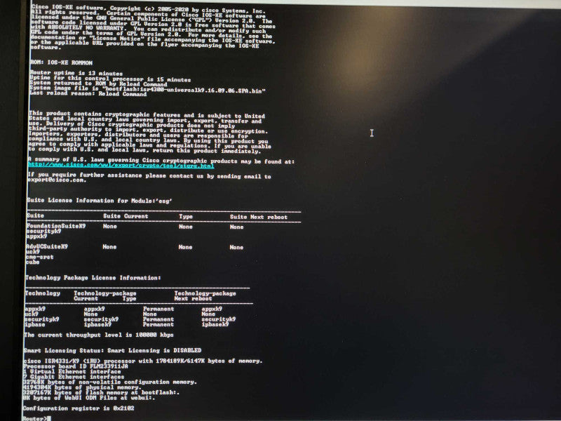 CISCO ISR4331-AX/K9 Gigabit Router Seck9 Appxk9 ISR4331-AX Not Affected Q$