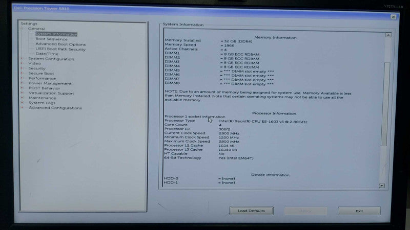 Dell Precision R5810 Xeon E5-1603 V3 @ 2.80ghz / 32gb ram / Quadro K620 #