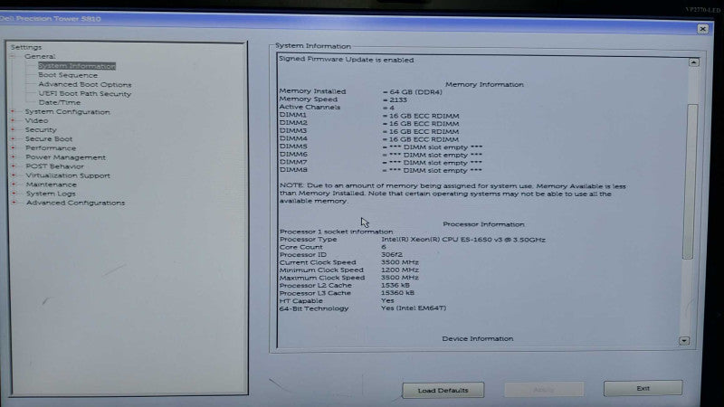 Dell Precision Tower 5810 Xeon E5-1650 V3 @ 3.50ghz / 64gb ram / 2x NVS 315 #