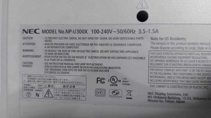 NEC NP-U300X DLP Projector Ultra Short Throw 3000 ANSI  #