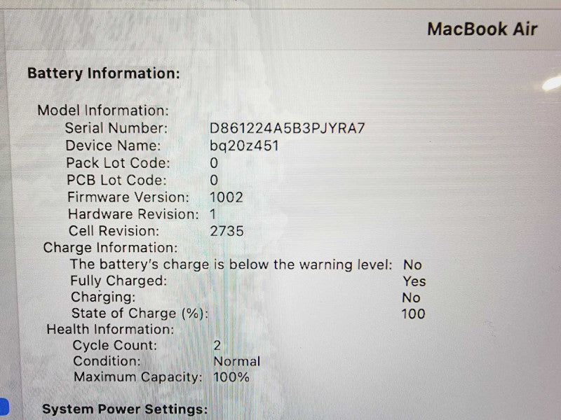 Apple Macbook Air 2020 13\\" Chip M1 8GB Ram 250GB SSD (