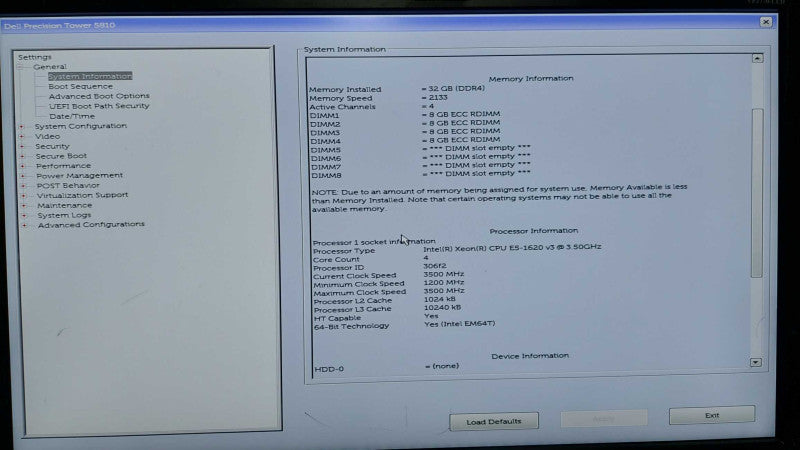 Dell Precision T5810 Xeon E5-1620 V3 @ 3.50ghz / 32gb ram / 2x NVS 310 GPU #