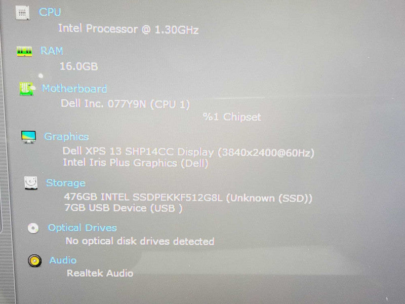 Dell XPS 9300 13\\" Core i7-1065G7 @ 1.3GHz 16GB DDR4 500GB SSD [Touchscreen] Q(
