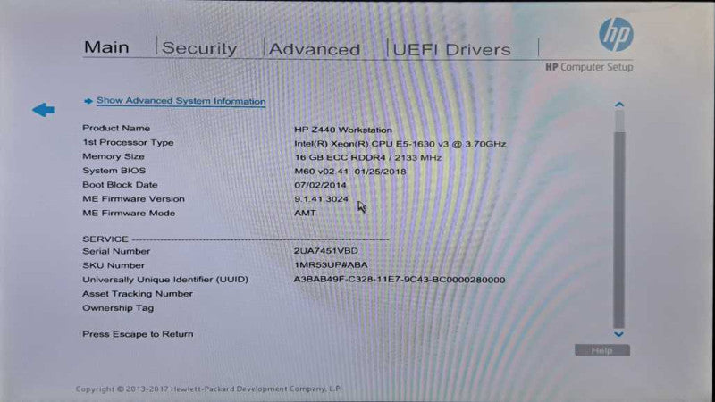 HP Z440 Workstation Xeon E5-1630 v3 @ 3.70GHz 16GB DDR4 2x Quadro NVS 510 GPU )