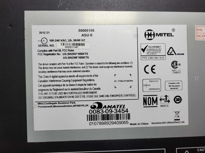 Mitel 50005105 ASU II with 2x 24-Port ONSp 50005731, READ Q$