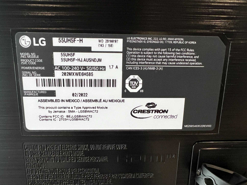 LG UH5F Signage 55UH5F-H Black 55\\" 3840 x 2160 (4K) Built-in Speaker -