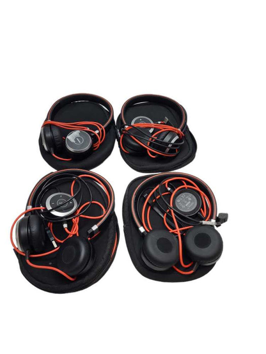 4x Jabra Evolve 40 MS Stereo Black Headsets W/ ENC010 & Zipper Case &