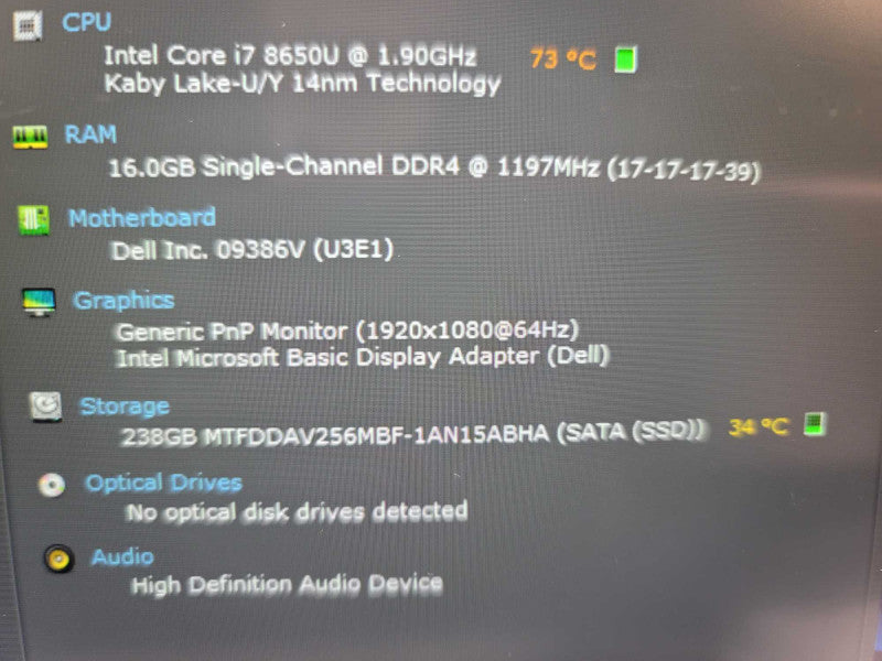 Dell Latitude 7390 i7-8650u@ 1.90GHz, 16GB DDR4, 256GB m.2, No Battery Î²