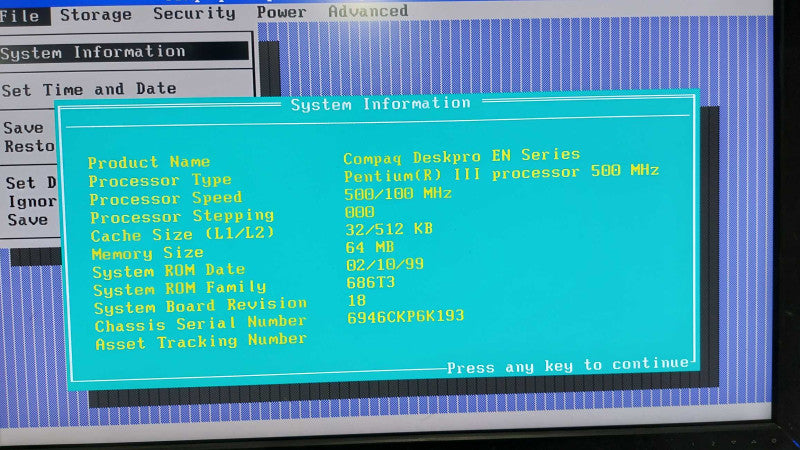 Compaq Deskpro Vintage Business Pentium 3 @ 500Mhz / 64MB Ram / Series PD1005 #