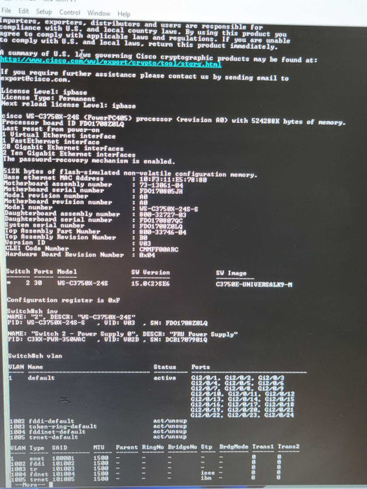 Cisco Catalyst 3750X WS-C3750X-24S-S 24-Port GbE SFP ipbase _