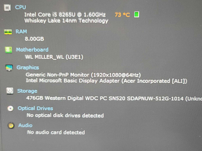 Acer Swift 3 SF314 i5-8265U @ 1.60GHz, 8GB DDR4, 512GB m.2  Î²