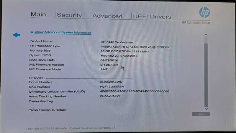 HP Z440 Workstation Xeon E5-1620 v3 @ 3.50GHz 16GB DDR4 | NVS 510 GPU )