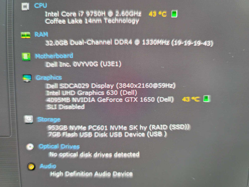 Dell XPS 15 9570 i7-9750H, 4GB NVIDIA GeForce GTX 1650, 32GB DDR4, 512GB m.2