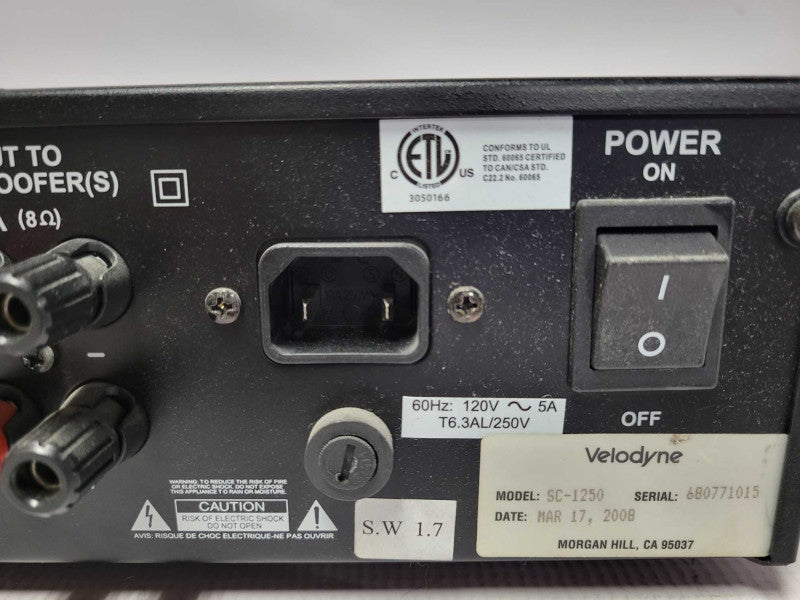 Velodyne SC-1250 Subwoofer Amplifier, READ Q_