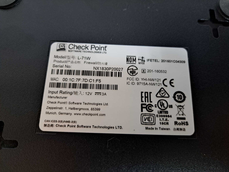 Check Point L-71W 6 Port WiFi Gigabit Enterprise Firewall  Q#