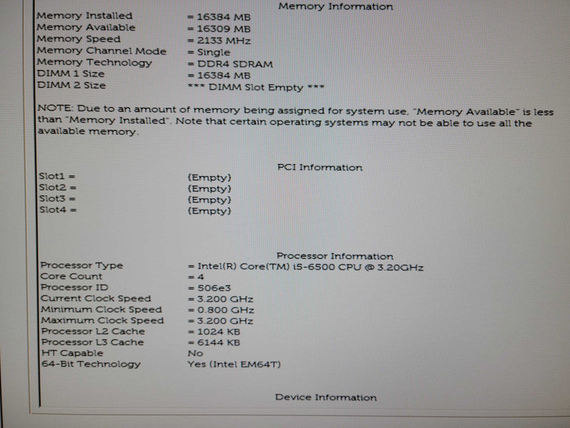 Dell Optiplex 3046 - Core i5-6500T | 16GB RAM | NO HDD