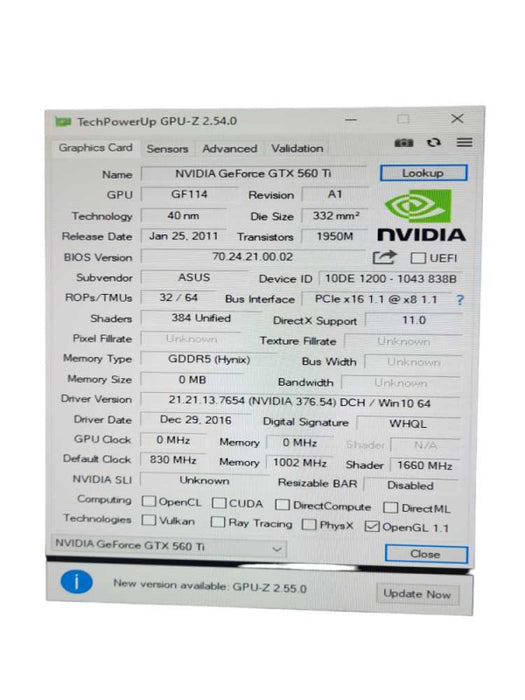 EVGA NVIDIA GeForce GTX 560 Ti 1GB GDDR5 &