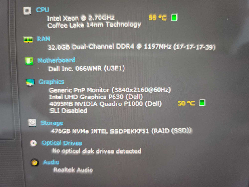 Dell Precision 5530 Xeon, 32GB DDR4, 4GB Quadro P1000, 512GB m.2