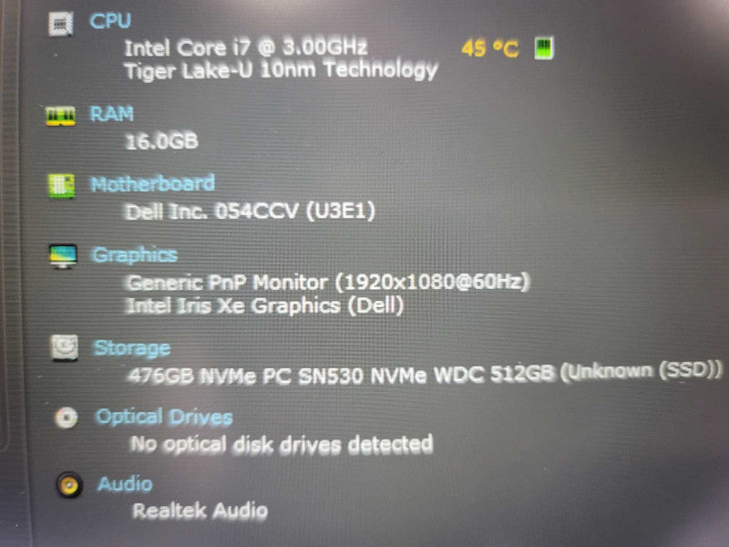 Dell Latitude 5420 i7-1185G7, 16GB DDR4, 512GB m.2 *READ