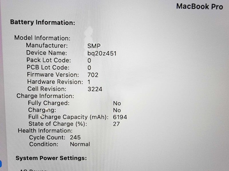 Apple Macbook Pro 2015 13\\" Core i5-5257U @ 2.7GHz 16GB DDR3 250GB SSD (