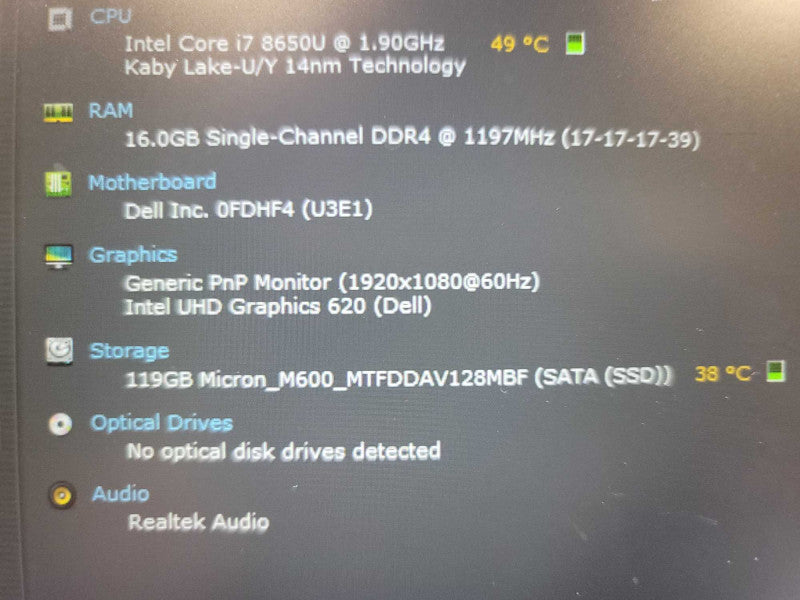 Dell Latitude 5490 i7-8650U, 16GB DDR4, 128GB m.2 Q