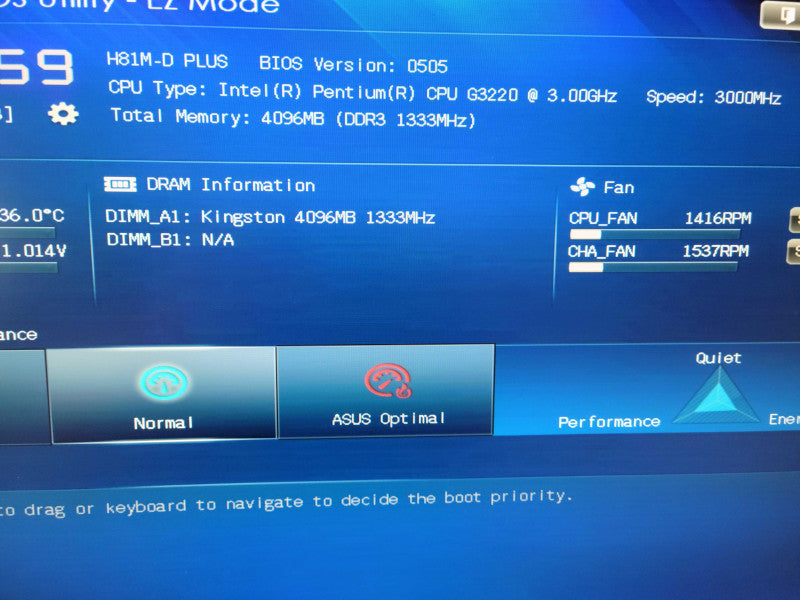 Intel Pentium G3220 @ 3.0Ghz  | 4GB RAM | NO HDD