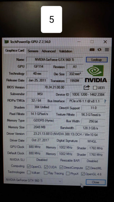 MSI Nvidia GeForce Graphics Card | GTX 560Ti  &
