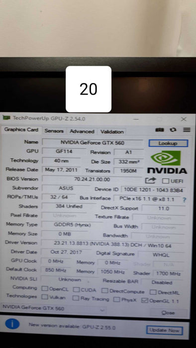 Asus Nvidia GeForce GTX 560 GDDR5 Video Graphics Card &