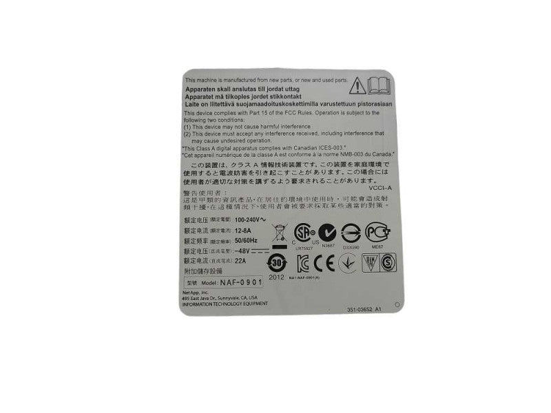 NetApp Storage ARR CONTR Naf-0901 Fas3240 w/ 1x 111-01062+B2 1x 111-00647+C0 $