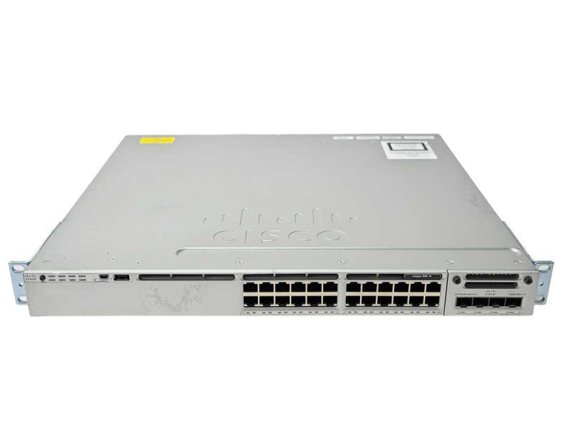 Cisco WS-C3850-24T-S 24-Port Gigabit Switch, C3850-NM-4-1G, 2x PSU, IPSERVICE _