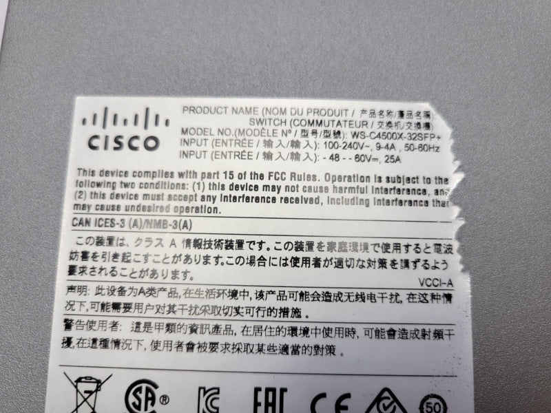 Cisco WS-C4500X-32SFP+ Catalyst 4500-X 32x 10 GE SFP+/SFP Switch 2x PSU, READ _