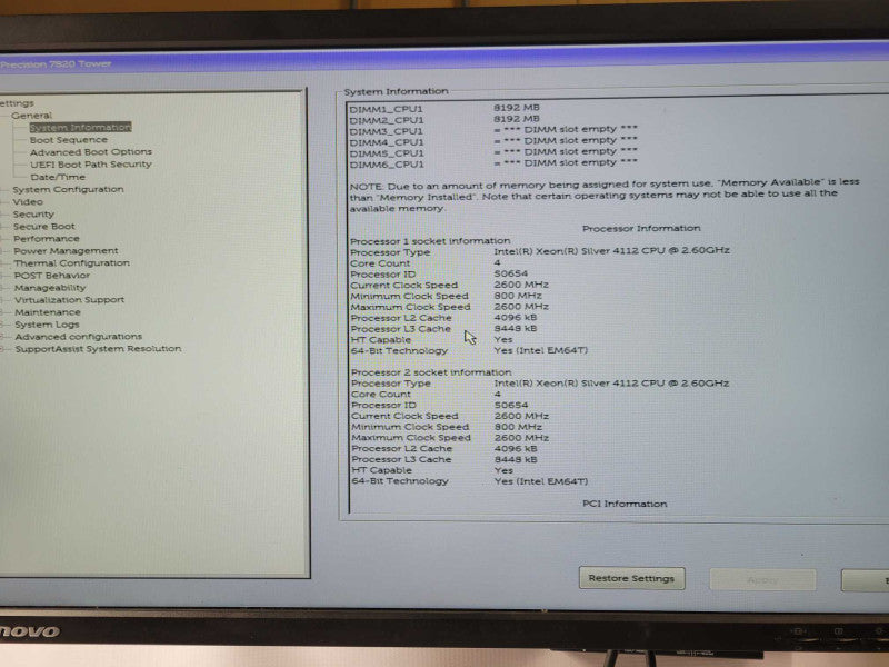 Dell Precision T7820, 2x Xeon Silver 4112 2.6GHz, 32GB DDR4, Quadro P1000 GPU _